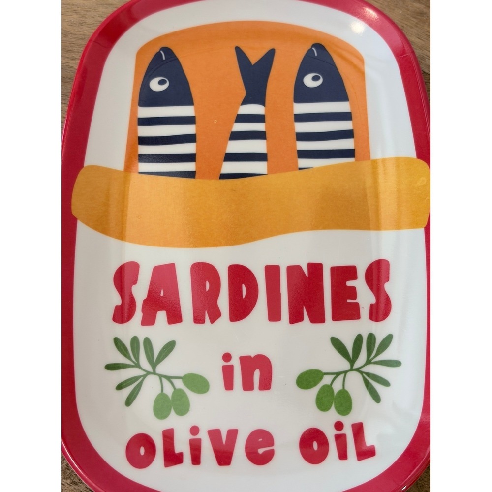 C&C California Sardine Tin Melamine Appetizer Plates Set of 4